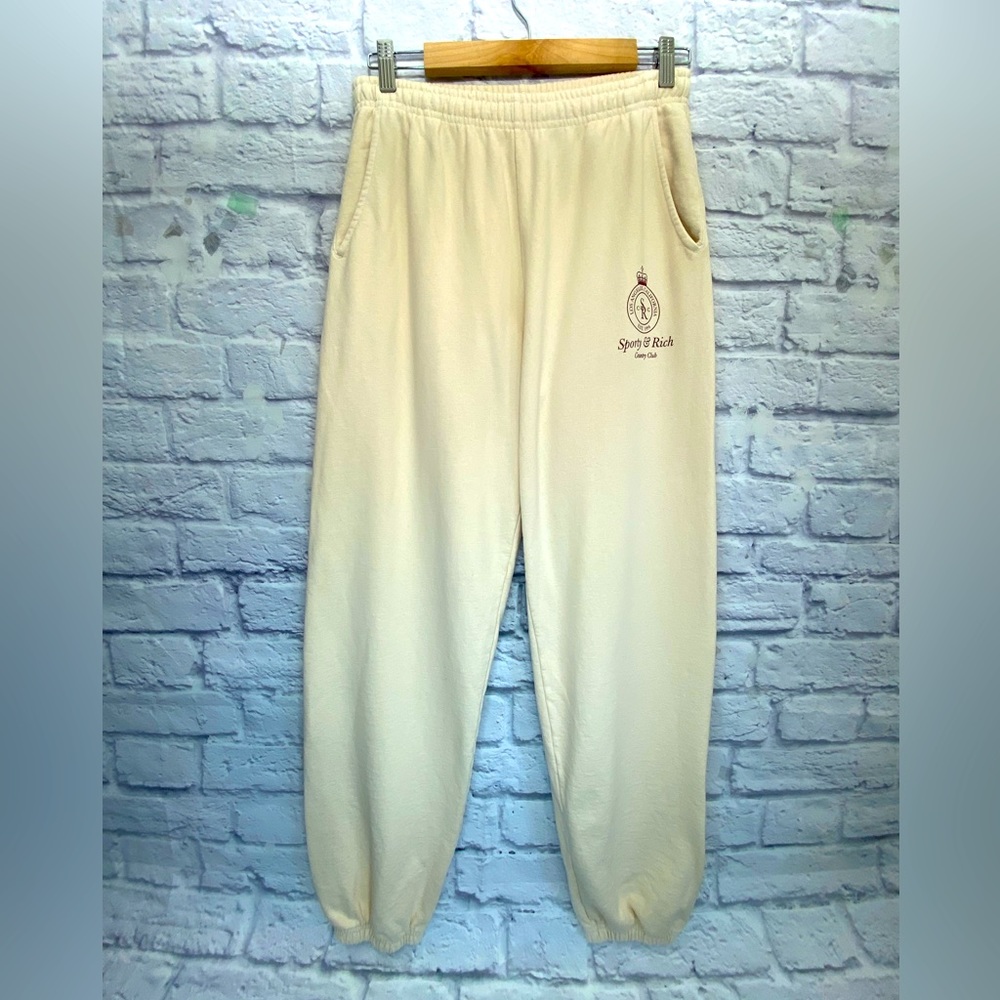 Sporty & Rich Country Club Sweatpants Cream Men’s Medium Unisex (w/flaw)